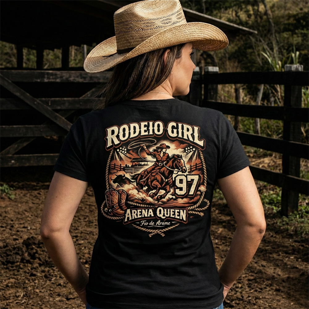 Camiseta Fio de Arame Rodeio Cowgirl Boiadeira