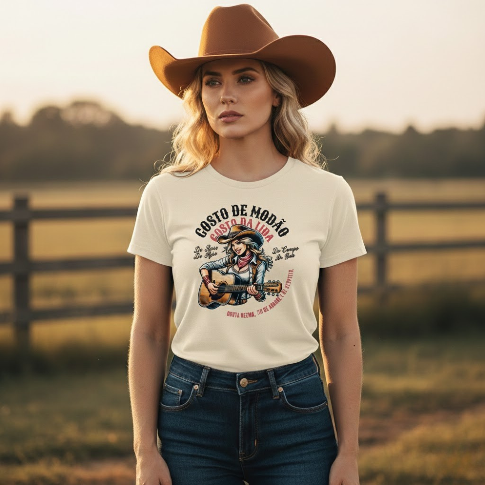 Camiseta Gosto de Modão Boiadeira Fio de Arame