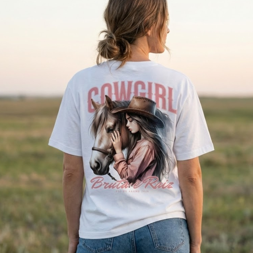 Camiseta Cowgirl Bruta e Raiz Fio de Arame