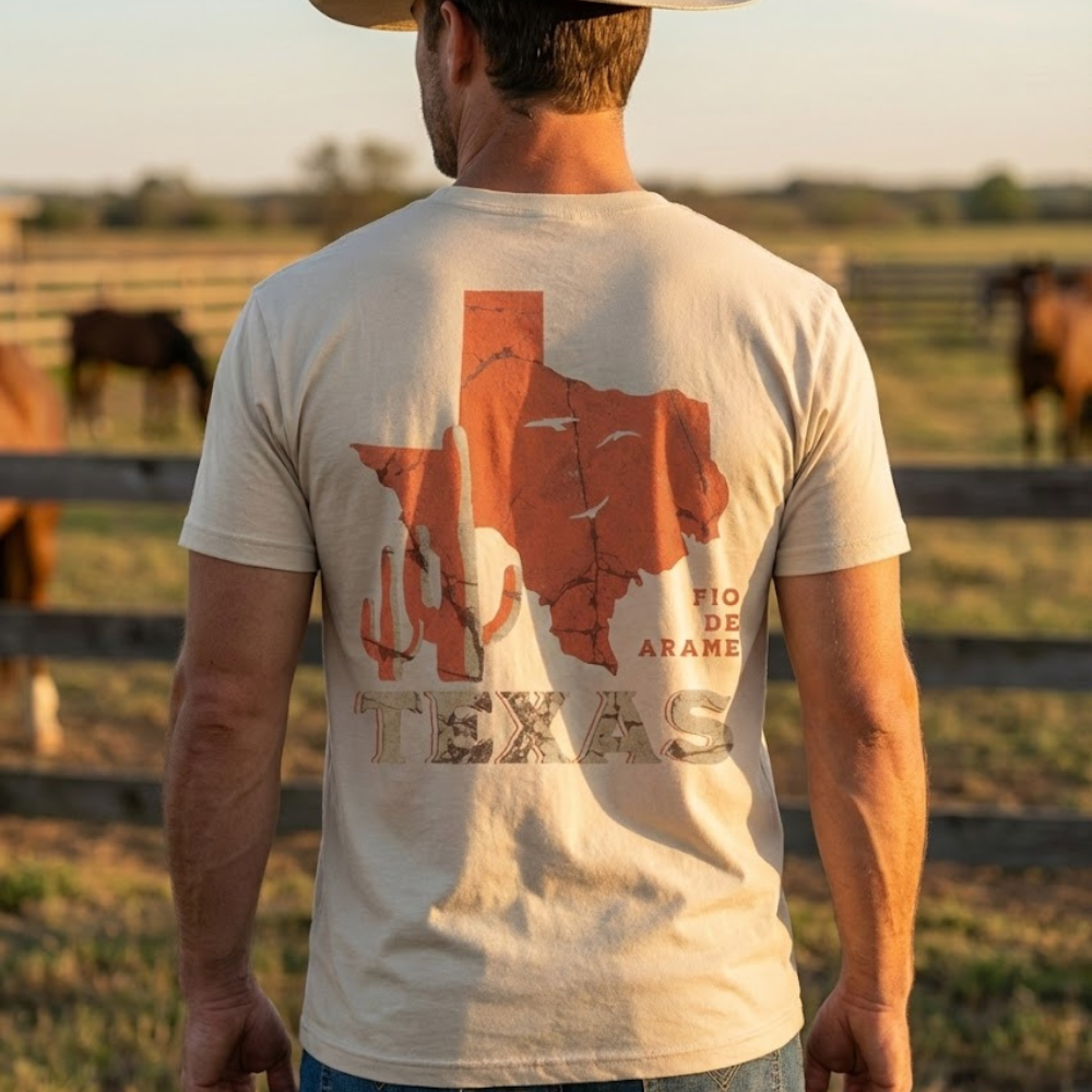 Camiseta Fio de Arame Estado do Texas