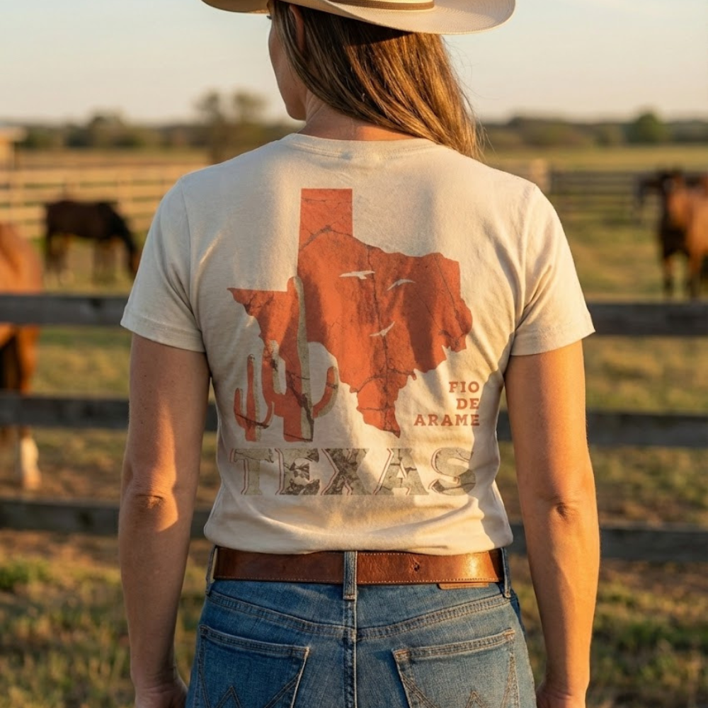 Camiseta Fio de Arame Estado do Texas