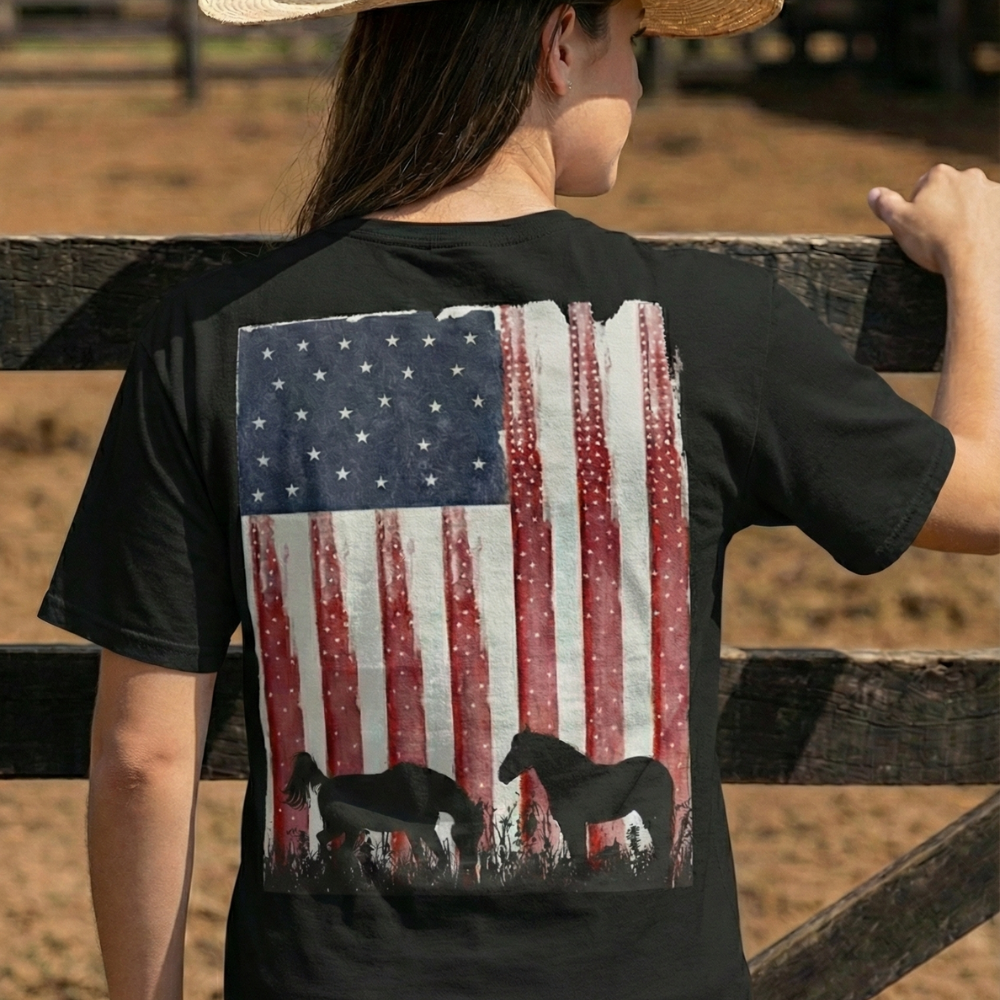 Camiseta Bandeira Americana Fio de Arame Texas