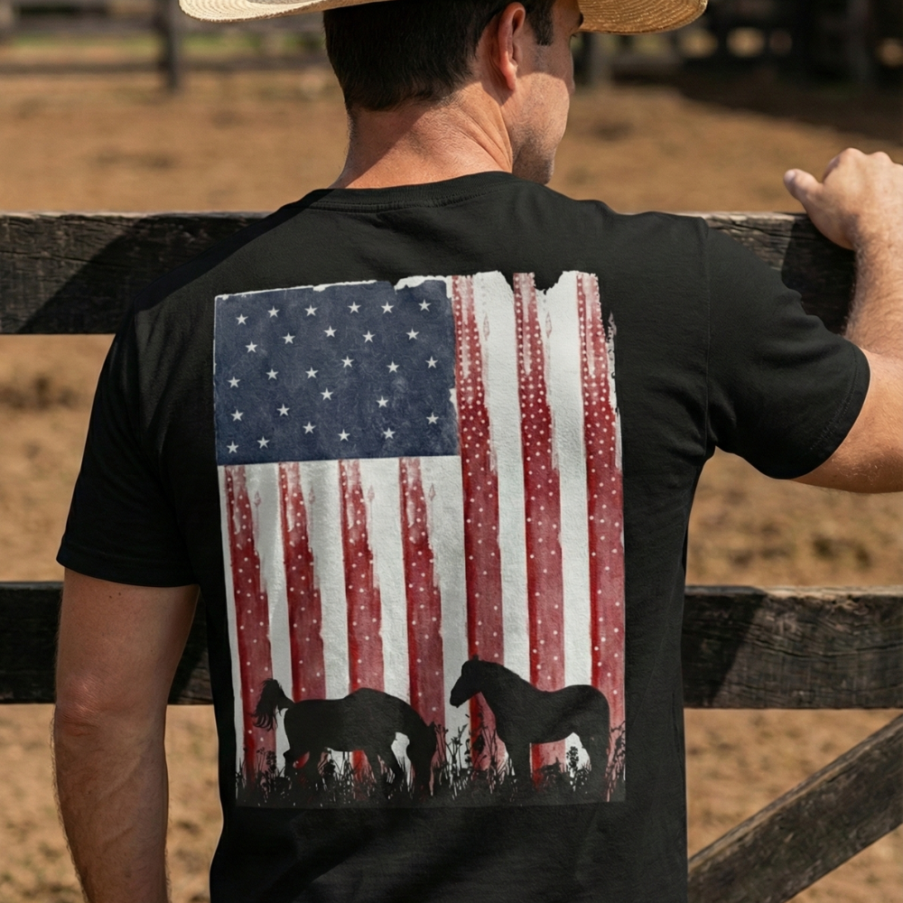 Camiseta Bandeira Americana Fio de Arame Texas