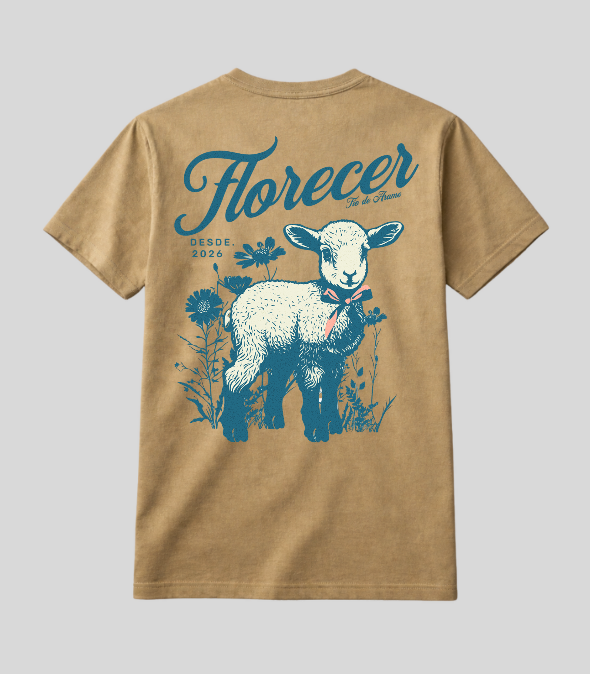 Camiseta Fio de Arame Florecer Pequeno Cordeiro