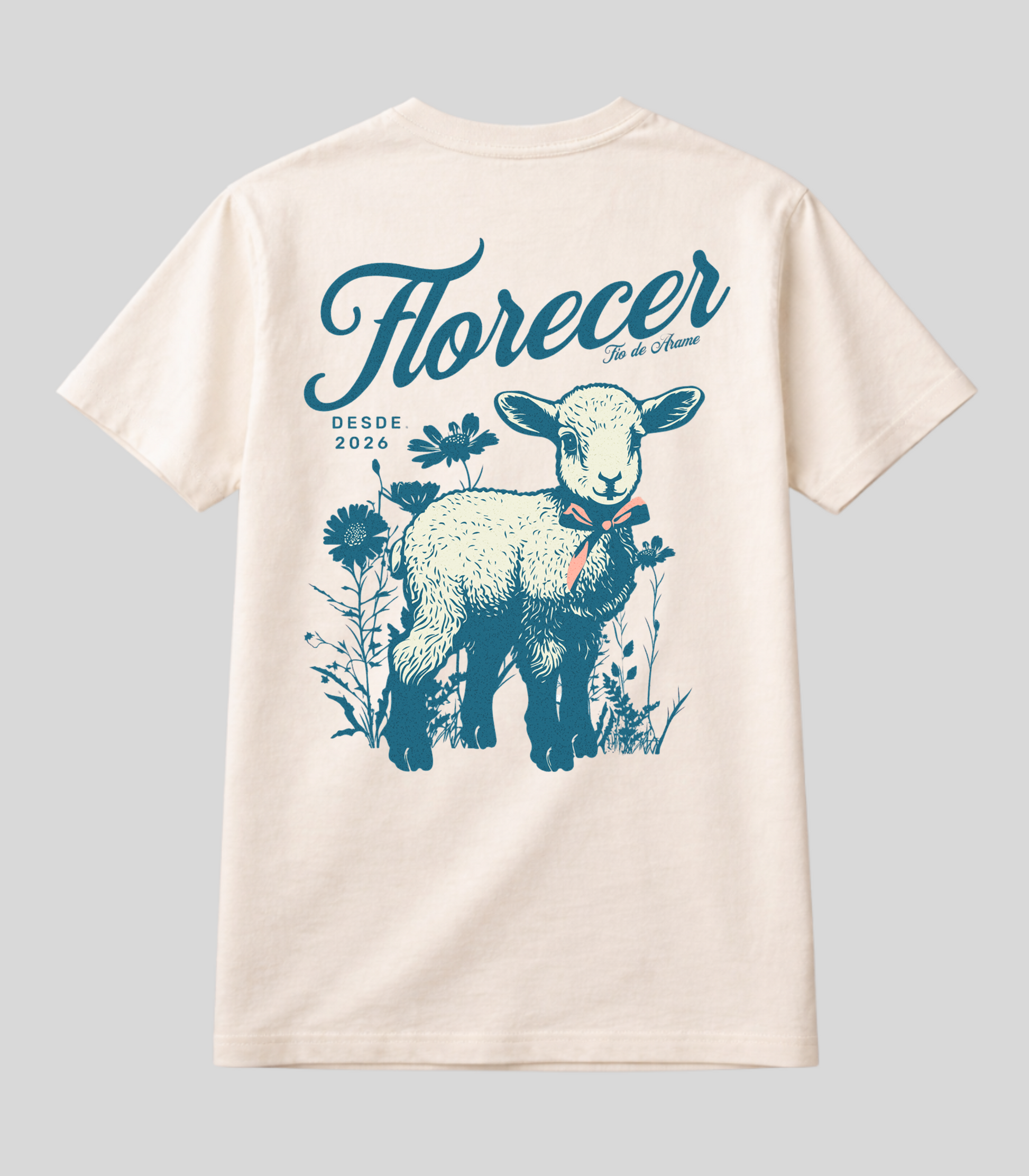 Camiseta Fio de Arame Florecer Pequeno Cordeiro