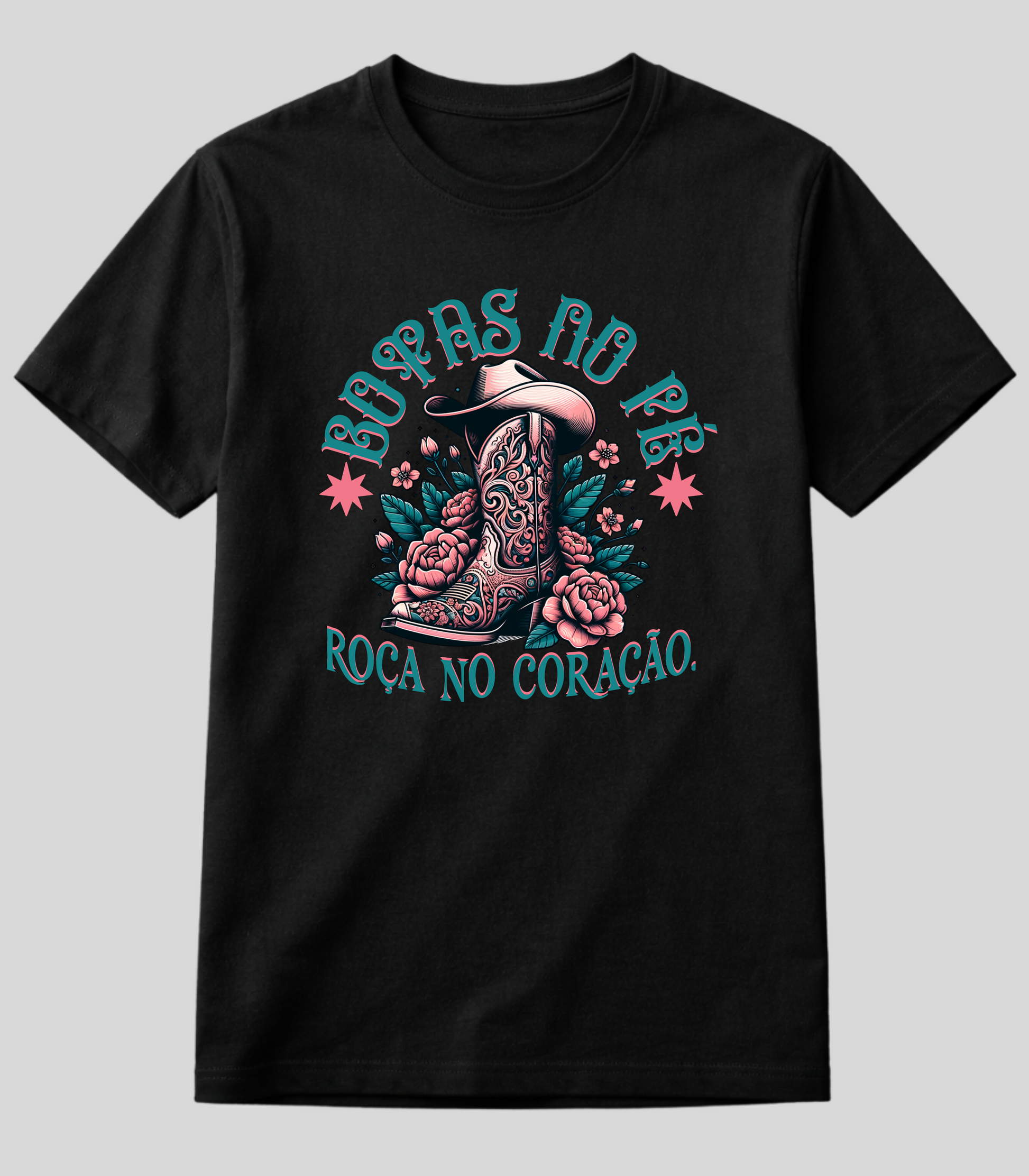 Camiseta Botas No Pé, Coração na Roça Fio de Arame