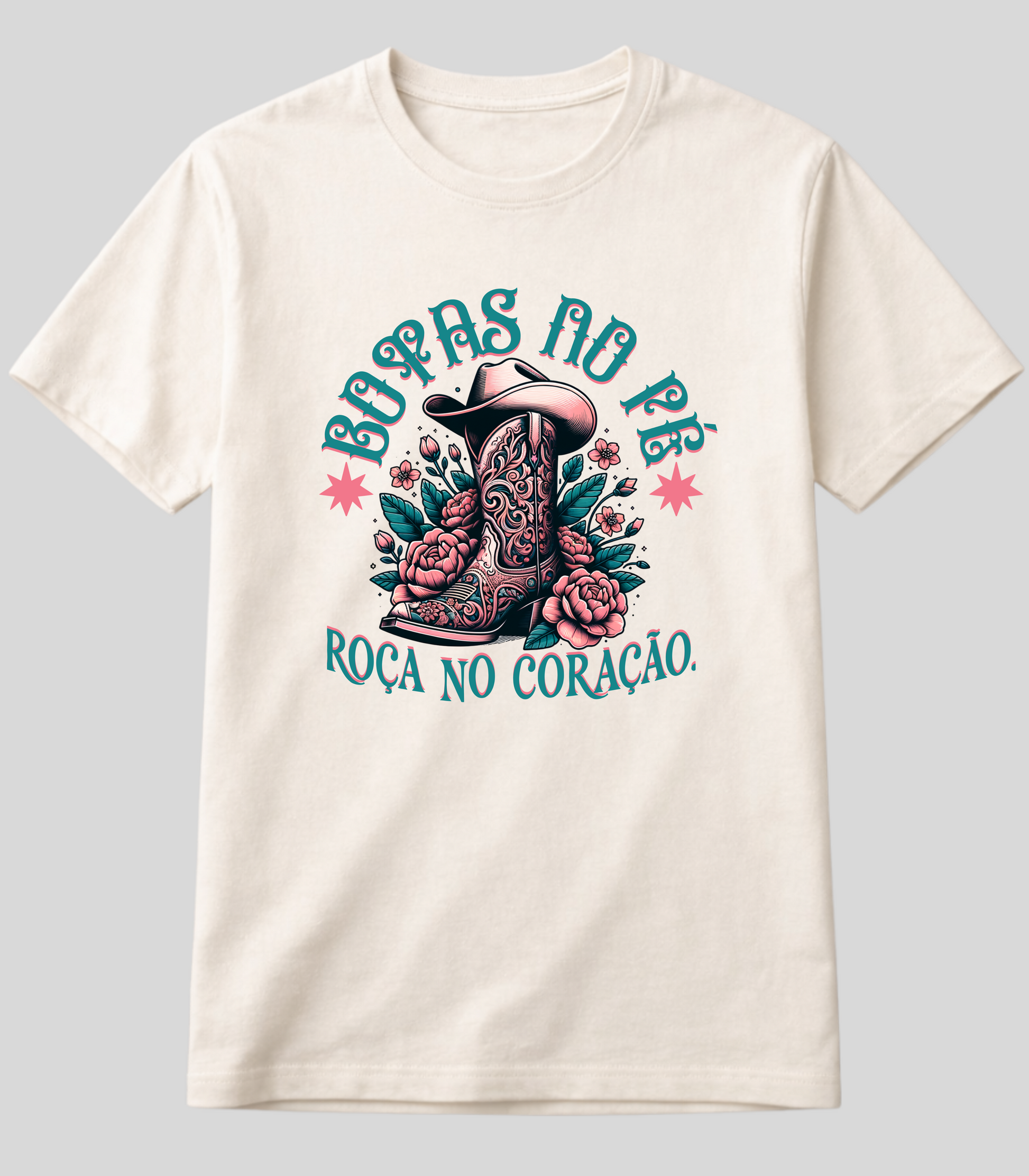 Camiseta Botas No Pé, Coração na Roça Fio de Arame