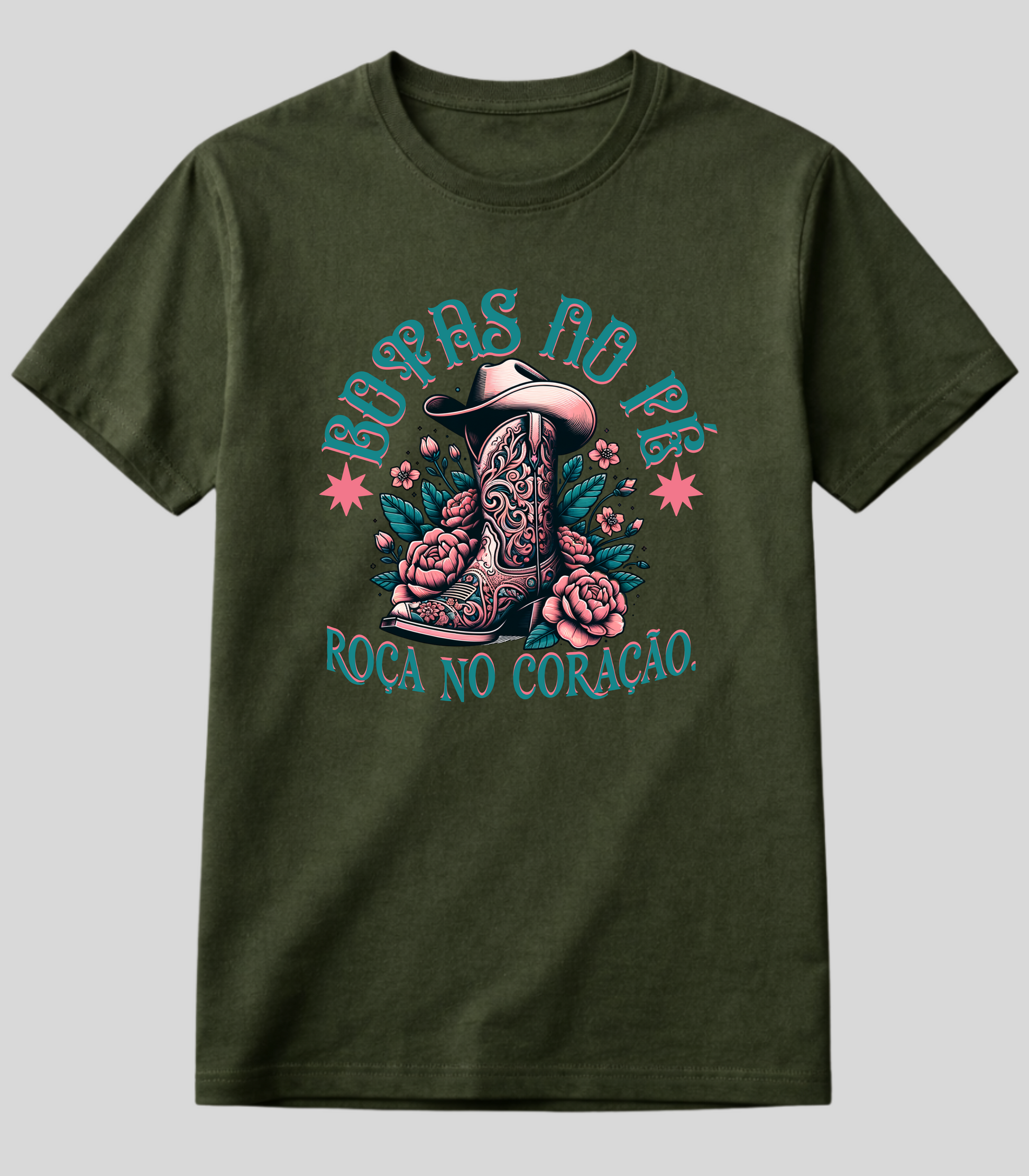 Camiseta Botas No Pé, Coração na Roça Fio de Arame
