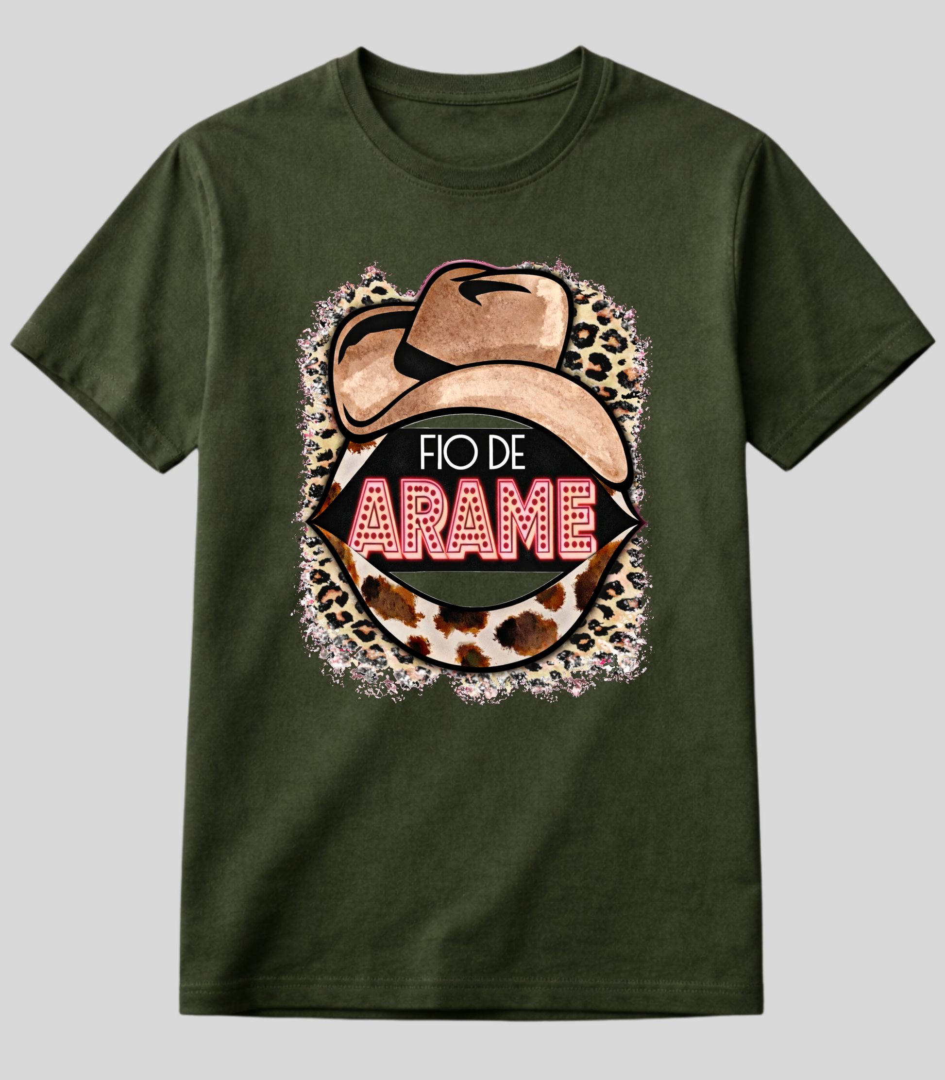 Camiseta Feminina Fio de Arame Chapéu e Onça