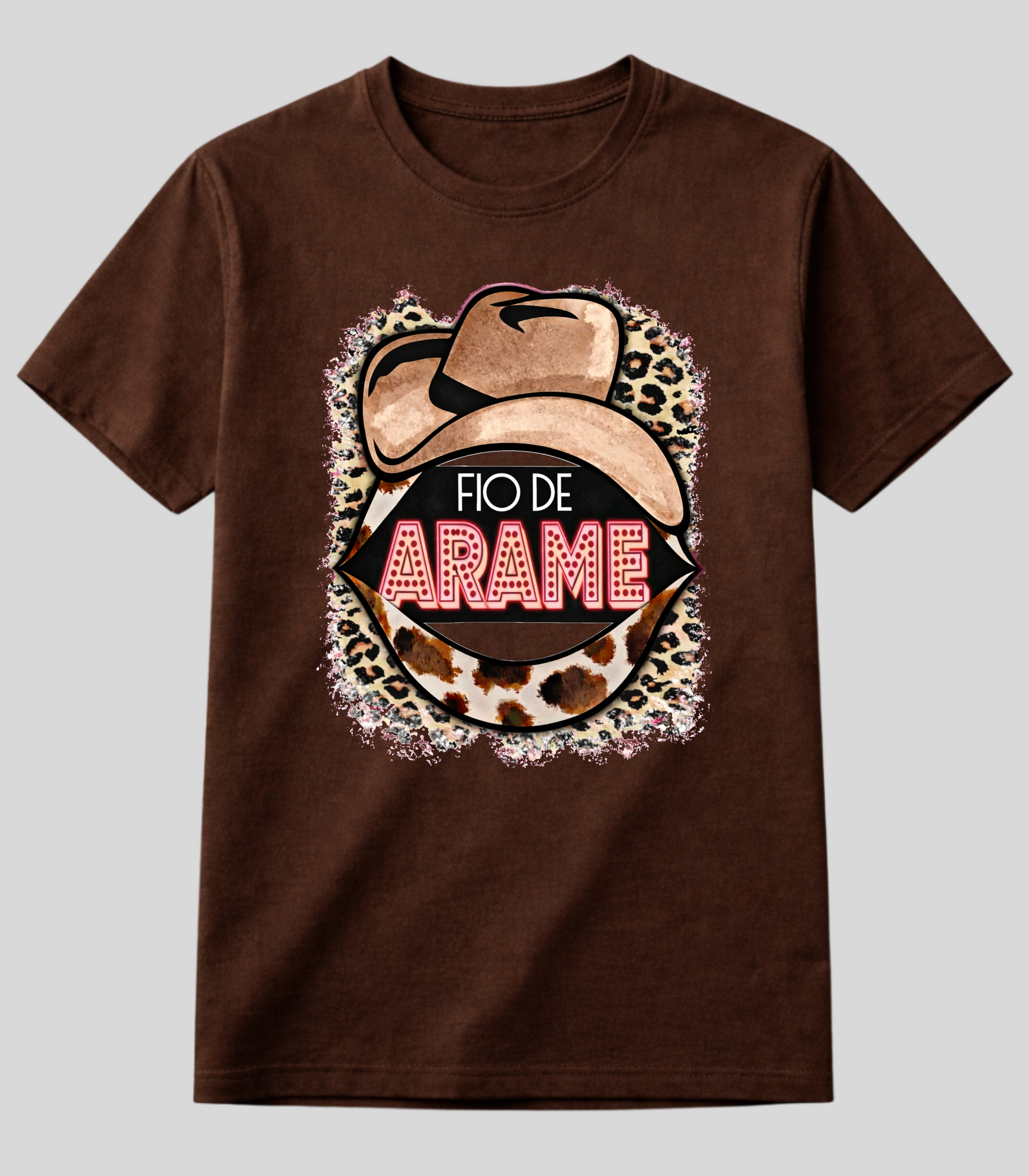 Camiseta Feminina Fio de Arame Chapéu e Onça