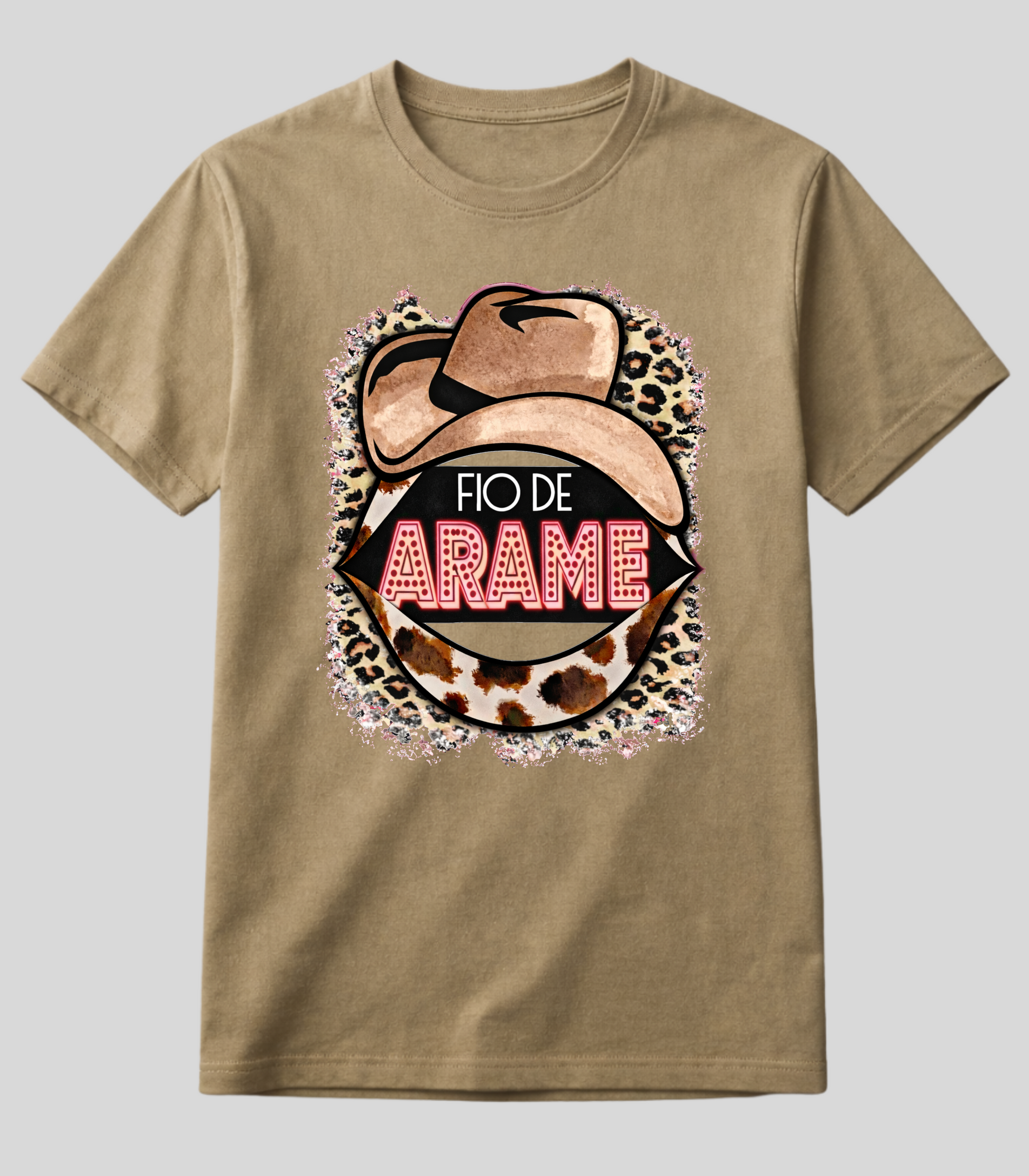 Camiseta Feminina Fio de Arame Chapéu e Onça
