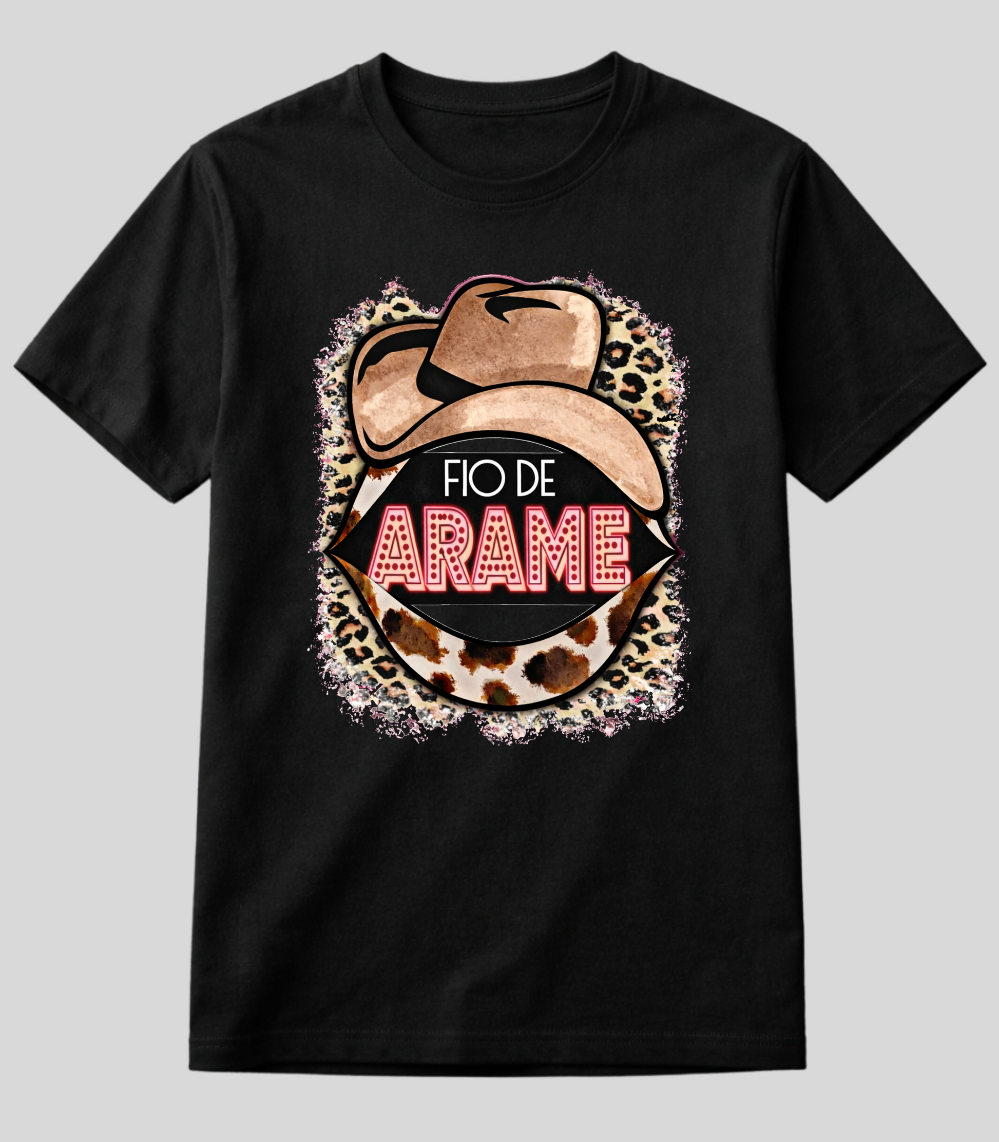 Camiseta Feminina Fio de Arame Chapéu e Onça