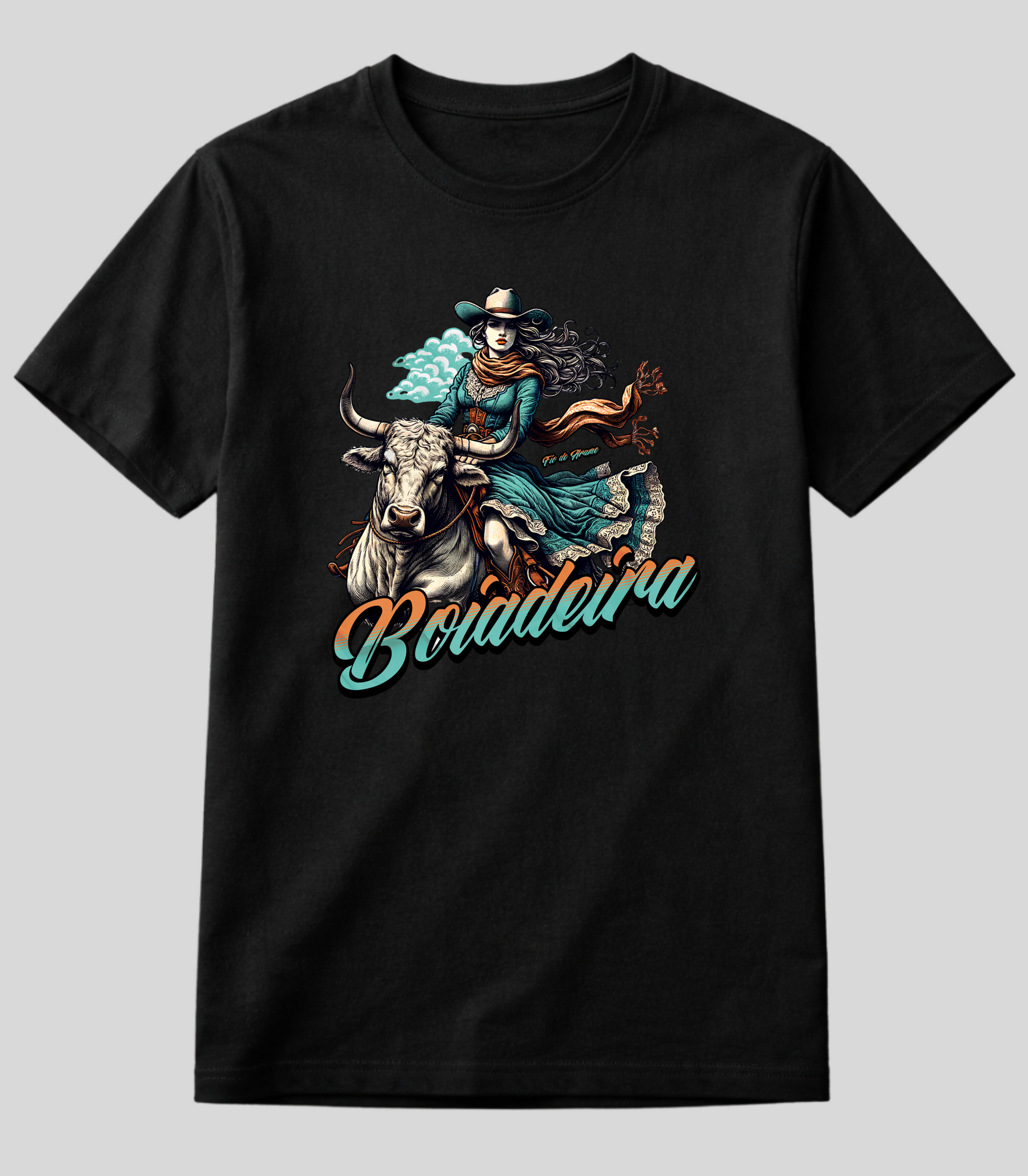 Camiseta Boiadeira e Touro Bravo Fio de arame