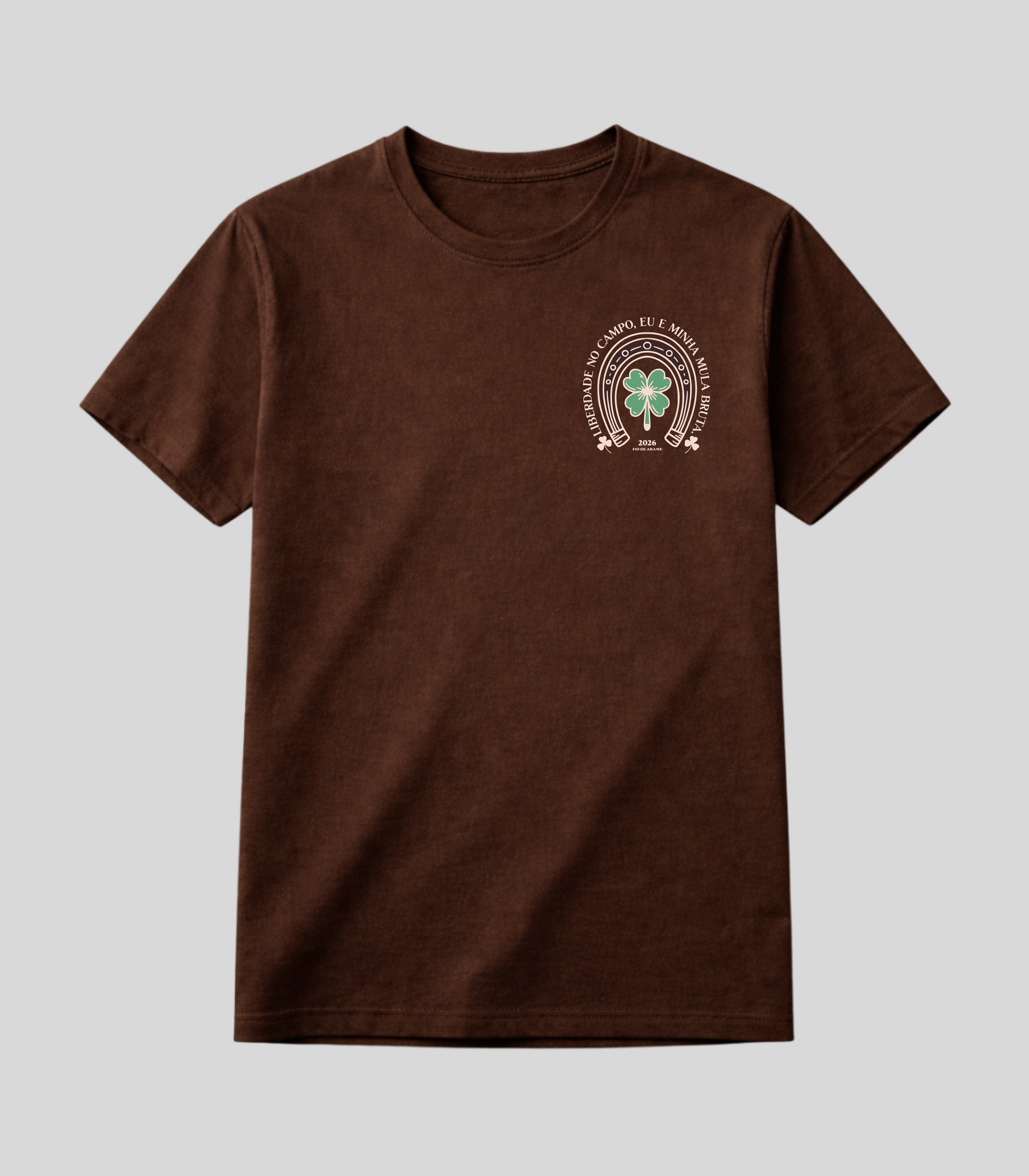Camiseta Trevo de 4 Folhas e Ferradura Fio de Arame