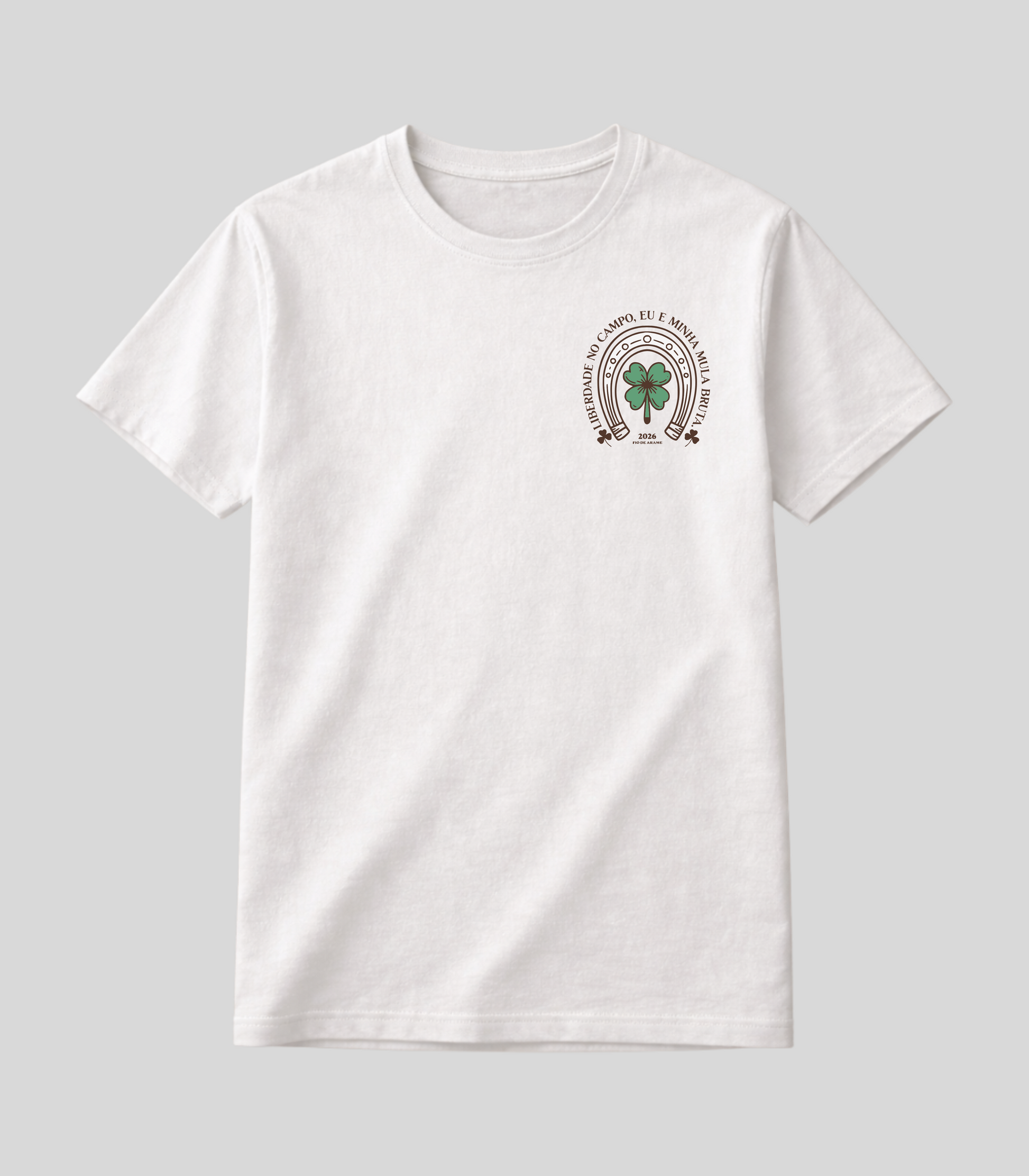 Camiseta Trevo de 4 Folhas e Ferradura Fio de Arame