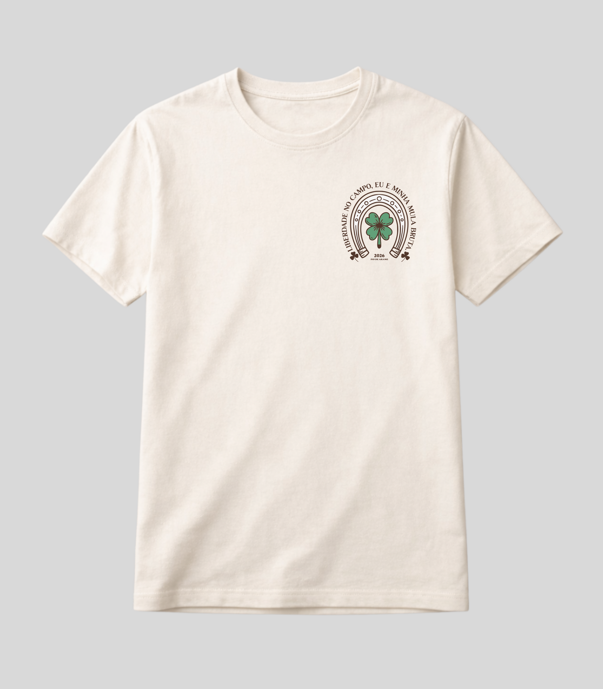 Camiseta Trevo de 4 Folhas e Ferradura Fio de Arame