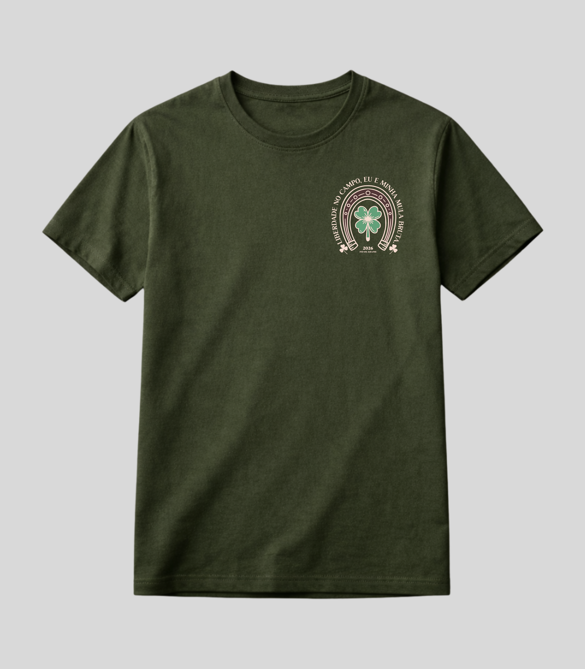 Camiseta Trevo de 4 Folhas e Ferradura Fio de Arame