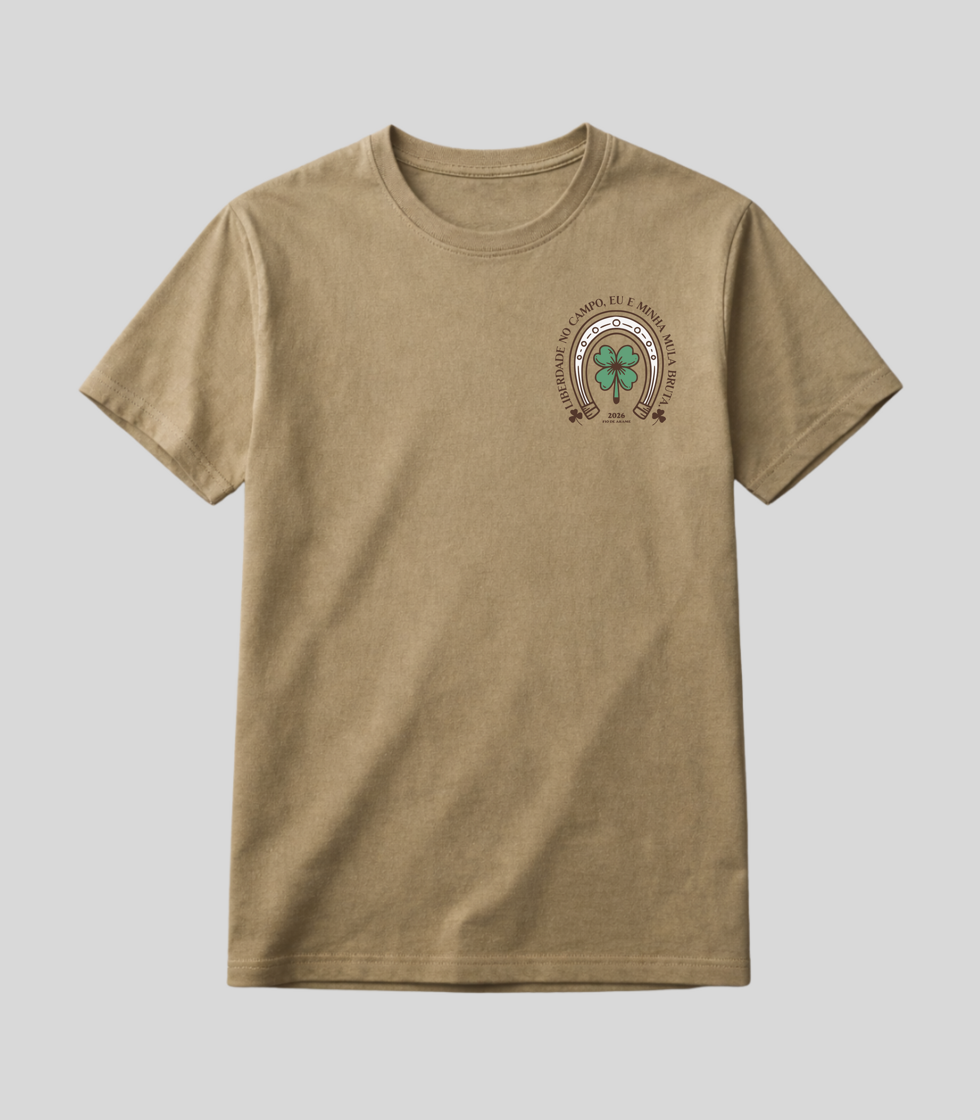 Camiseta Trevo de 4 Folhas e Ferradura Fio de Arame