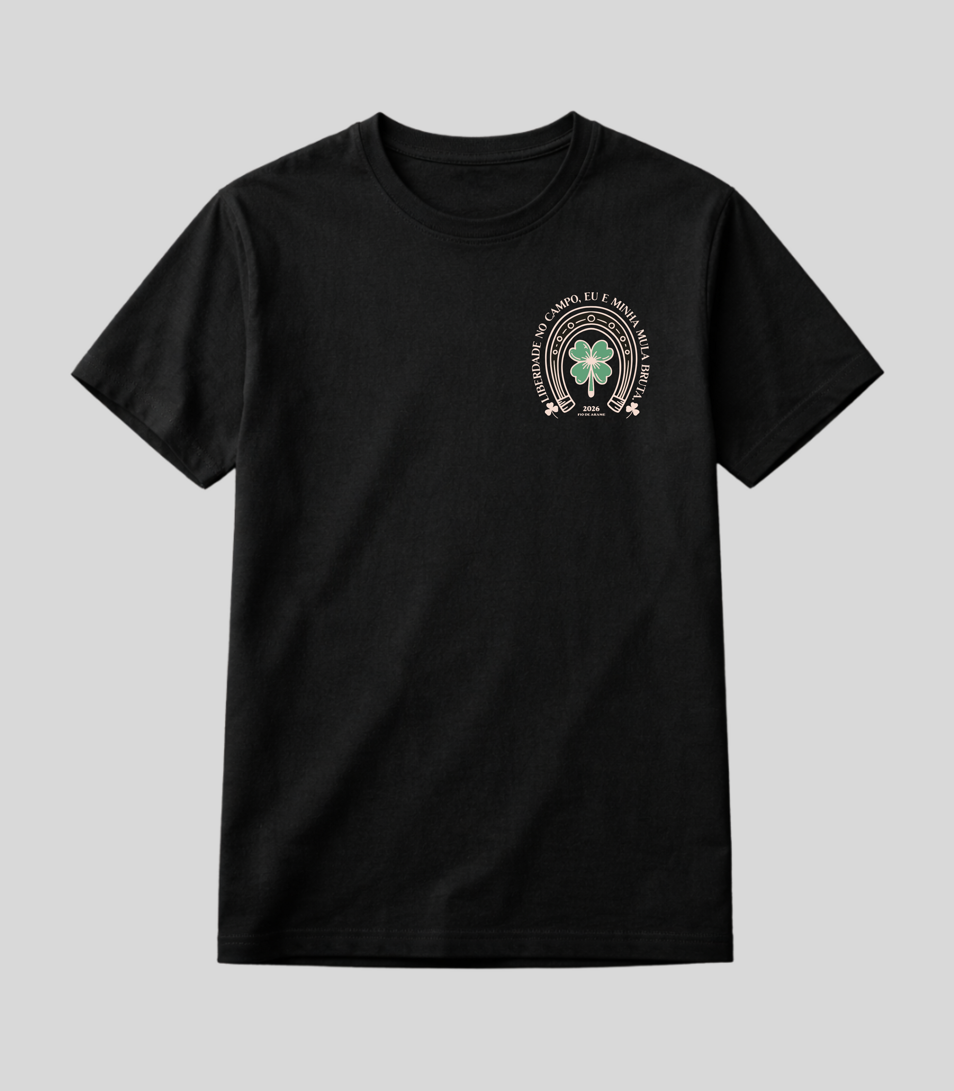 Camiseta Trevo de 4 Folhas e Ferradura Fio de Arame