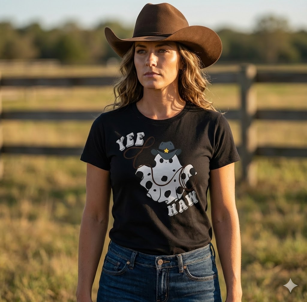 Camiseta Fantasma do West Yee Haw Fio de Arame